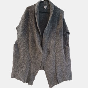 A New Day‎ Cardigan Cape Womens One Size Gray Sleeveless Collared Lightweight